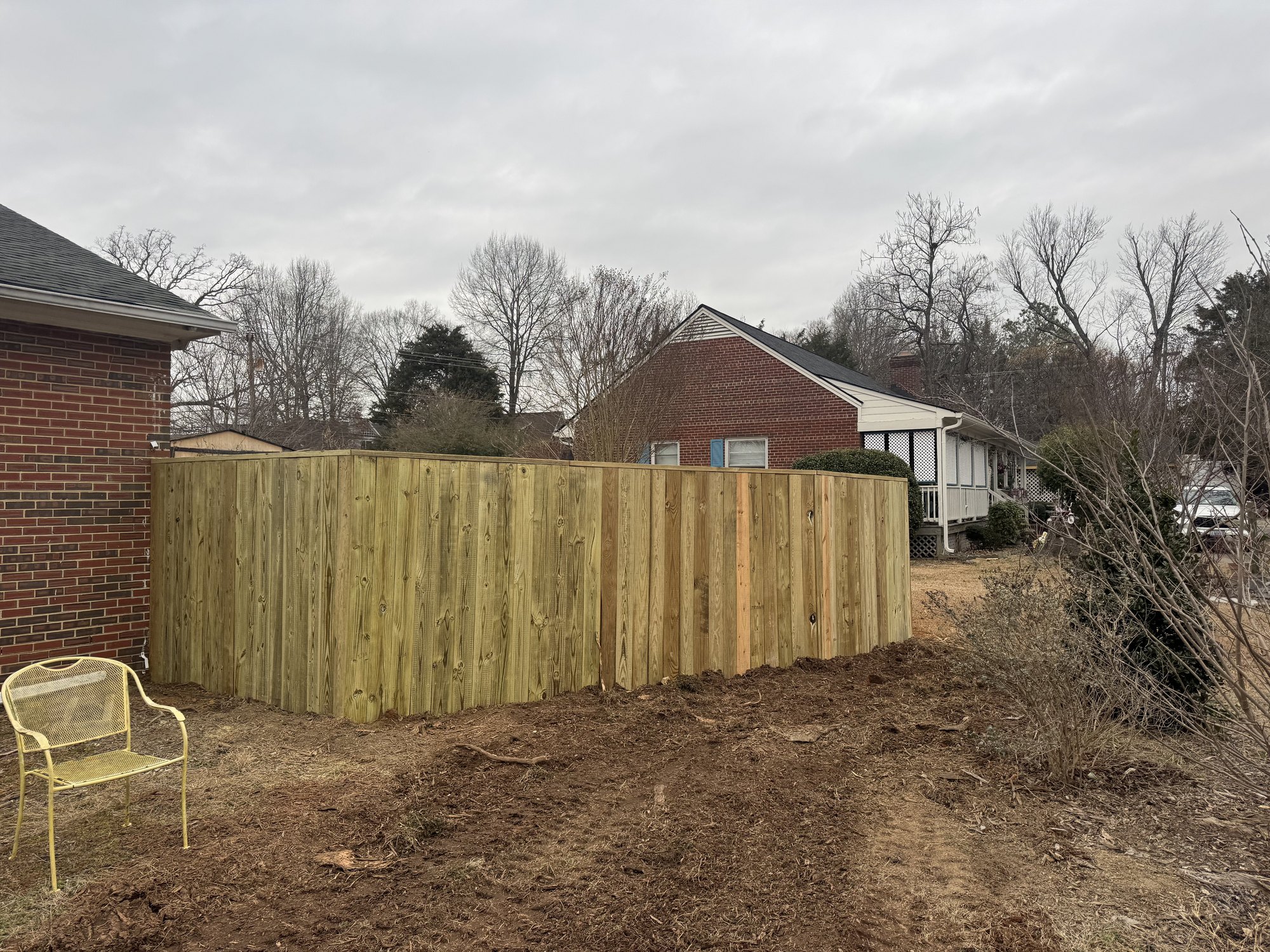 Wood privacy fence at a residential property